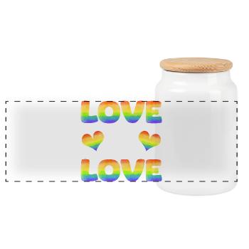 Love is Love Rainbow - Panoramic Cookie Jar with Wooden Lid - white - Front