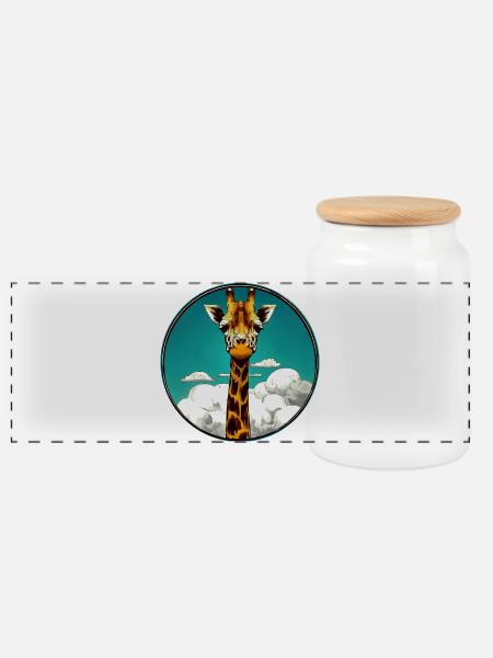 Giraffe - Panorama Keksdose mit Holzdeckel - Weiß