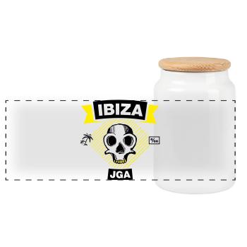 IBIZA – Bachelor Party under Palm Trees - Panoramic Cookie Jar with Wooden Lid - white - Front