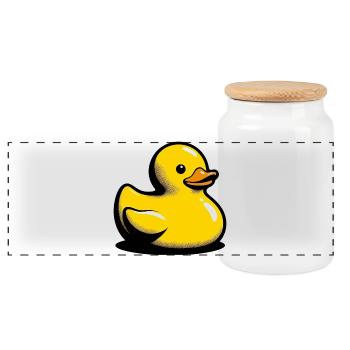 Duckling Duck Duck Duck - Panoramic Cookie Jar with Wooden Lid - white - Front