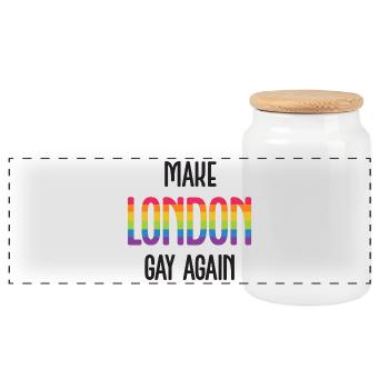LGBTQ Pride Month - Make London Gay Again - Panoramic Cookie Jar with Wooden Lid - white - Front