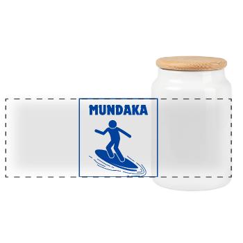 Mundaka Surfing Icon T-Shirt Design - Panoramic Cookie Jar with Wooden Lid - white - Front