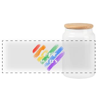 L’amour gagne – Couleurs arc-en-ciel - Boîte à biscuits avec couvercle en bois - blanc - Devant