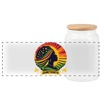 Celebrating Juneteenth: Freedom, Heritage, Unity - Panoramic Cookie Jar with Wooden Lid - white - Front