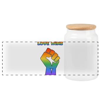 Love Wins Pride-Faust Rainbow - Panoramic Cookie Jar with Wooden Lid - white - Front