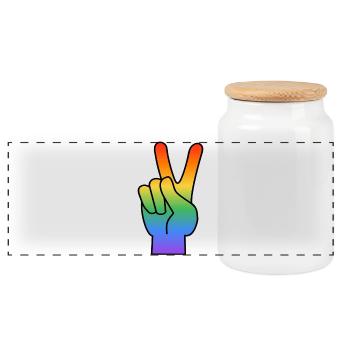 Regenbogen Peace Zeichen - Panorama Keksdose mit Holzdeckel - Weiß - Vorne