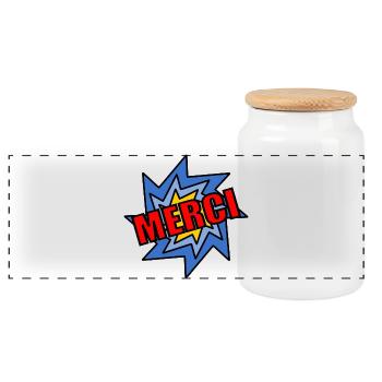 MISTRESS. THANK YOU. THANK YOU MISTRESS - Panoramic Cookie Jar with Wooden Lid - white - Front