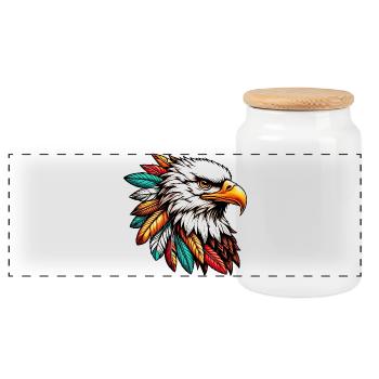 Amerikanischer Indianer Adler Amerikanische Rothaut - Panorama Keksdose mit Holzdeckel - Weiß - Vorne