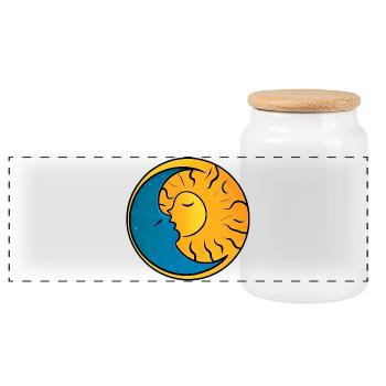 Sun and Moon - Panoramic Cookie Jar with Wooden Lid - white - Front
