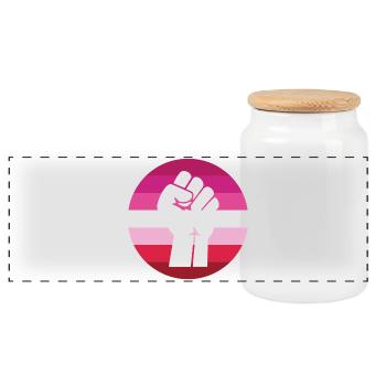 LGBTQ Pride Month - Fighting for Lesbian Equality - Panoramic Cookie Jar with Wooden Lid - white - Front