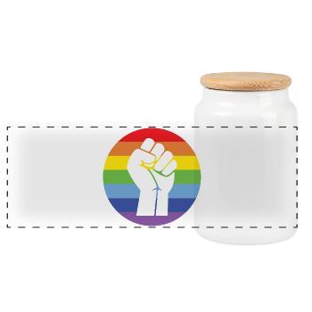 LGBTQ Pride Month - Fighting for LGBTQIA+ Equality - Panoramic Cookie Jar with Wooden Lid - white - Front