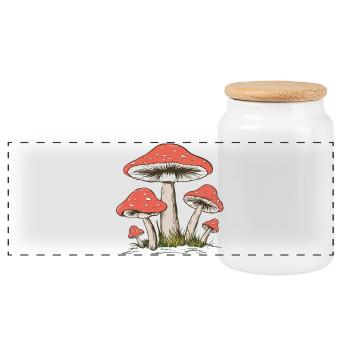 Champignon vintage - Boîte à biscuits avec couvercle en bois - blanc - Devant