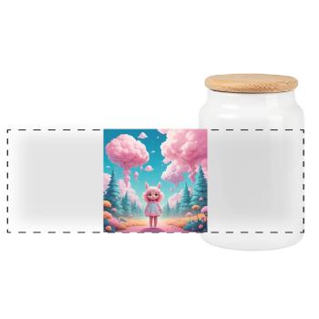 Fille dans la forêt de barbe à papa - Boîte à biscuits avec couvercle en bois - blanc - Devant
