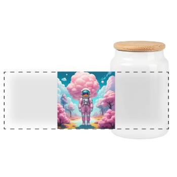 Astronaute - Boîte à biscuits avec couvercle en bois - blanc - Devant