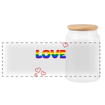 Love is Love Pride Rainbow - Panoramic Cookie Jar with Wooden Lid - white - Front