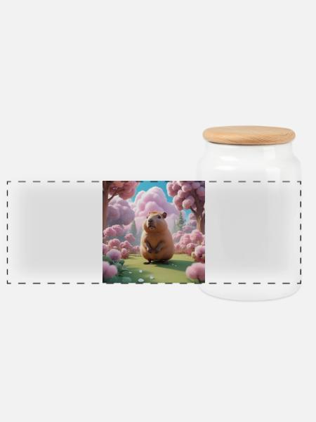 Capybara - Panorama Keksdose mit Holzdeckel - Weiß