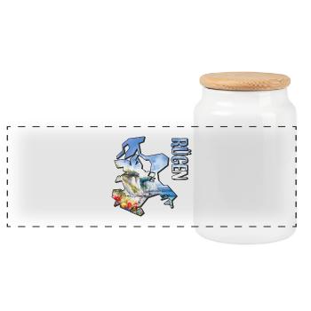 Carte à l’aquarelle Rügen - Boîte à biscuits avec couvercle en bois - blanc - Devant