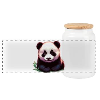 Panda - Panorama Keksdose mit Holzdeckel - Weiß - Vorne
