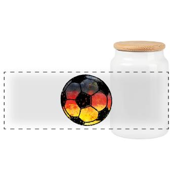 Soccer Germany - black red gold - Panoramic Cookie Jar with Wooden Lid - white - Front