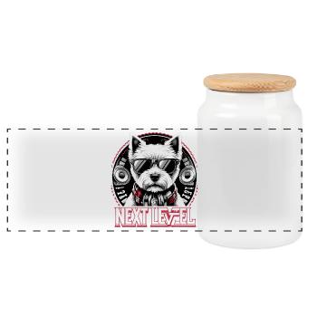 West Highland White Terrier Next Level Hip Hop - Panoramic Cookie Jar with Wooden Lid - white - Front