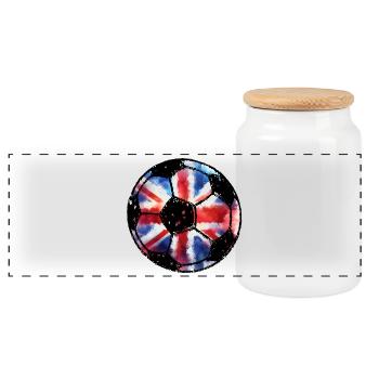 Soccer England - Red White Blue - Union Jack - Panoramic Cookie Jar with Wooden Lid - white - Front