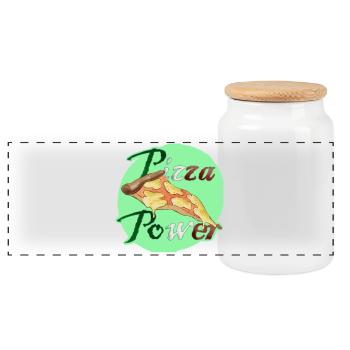 Pizza Power Super Powers Energy Slice UK - Panoramic Cookie Jar with Wooden Lid - white - Front
