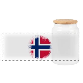 Norway Flag Design Grunge Norge Norway - Panoramic Cookie Jar with Wooden Lid - white - Front