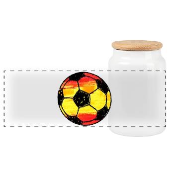 Football Spain - red, yellow, red - Panoramic Cookie Jar with Wooden Lid - white - Front