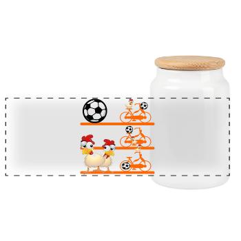 Pays-Bas poulets vélo football - Boîte à biscuits avec couvercle en bois - blanc - Devant