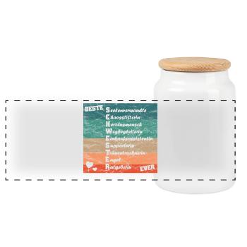 beste Schwester ever Die beste Schwester der Welt - Panorama Keksdose mit Holzdeckel - Weiß - Vorne