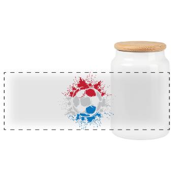 Football Color Explosion Pays-Bas Équipe des Pays-Bas - Boîte à biscuits avec couvercle en bois - blanc - Devant