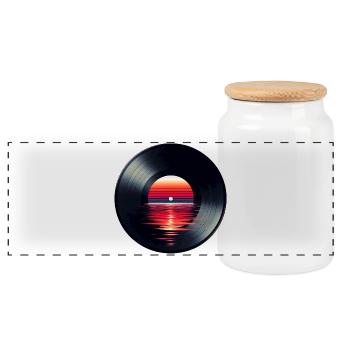 Disque de musique LP vinyle, Retro Sunset - Boîte à biscuits avec couvercle en bois - blanc - Devant