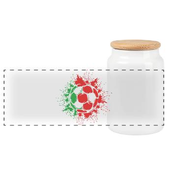 Portugal Soccer Explosion Soccer Team Logo - Panoramic Cookie Jar with Wooden Lid - white - Front