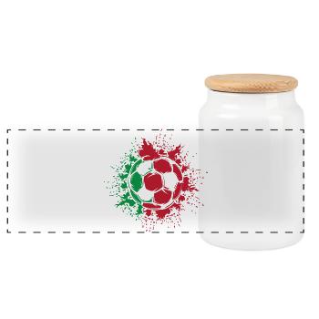 Portugal Fußball Explosion Fußballer Team icon - Panorama Keksdose mit Holzdeckel - Weiß - Vorne