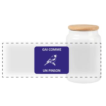 Gai comme un pinson - Boîte à biscuits avec couvercle en bois - blanc - Devant