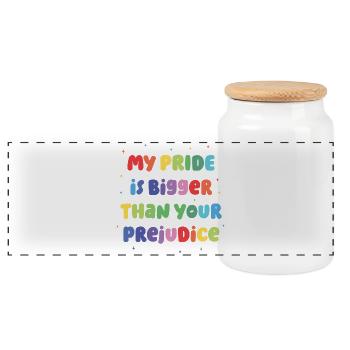 LGBT Pride Month - My Pride is Bigger - Panoramic Cookie Jar with Wooden Lid - white - Front