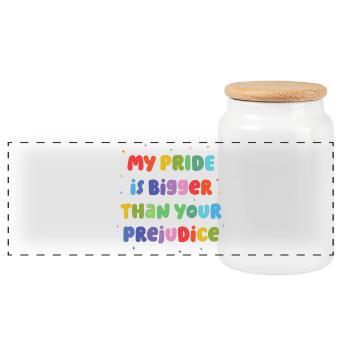 LGBT Pride Month - My Pride is Bigger - Panoramic Cookie Jar with Wooden Lid - white - Front