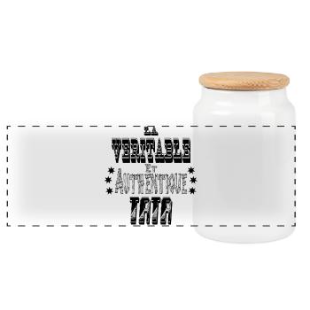 La Véritable et Authentique Tata - Boîte à biscuits avec couvercle en bois - blanc - Devant