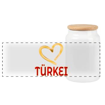 LAND TÜRKIYE - TÜRKEI MIT HERZ - Panorama Keksdose mit Holzdeckel - Weiß - Vorne