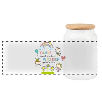 Saying daycare farewell | Children - Rainbow - Flowers - Panoramic Cookie Jar with Wooden Lid - white - Front