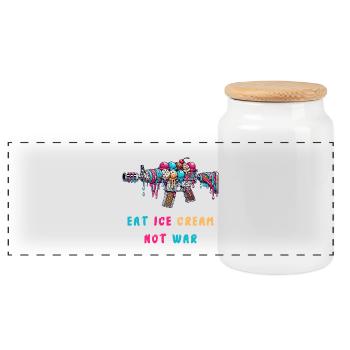 Ice cream not of war - Panoramic Cookie Jar with Wooden Lid - white - Front