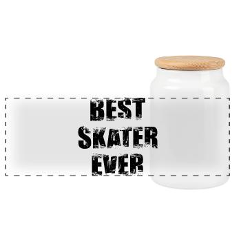 Bester Skater - Panorama Keksdose mit Holzdeckel - Weiß - Vorne