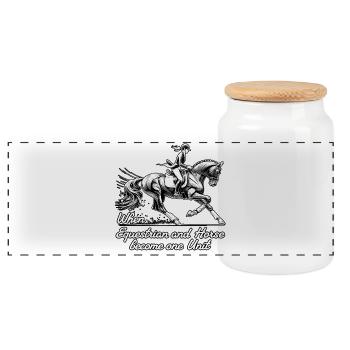 Rider Rider Horse Unity Gift - Panoramic Cookie Jar with Wooden Lid - white - Front