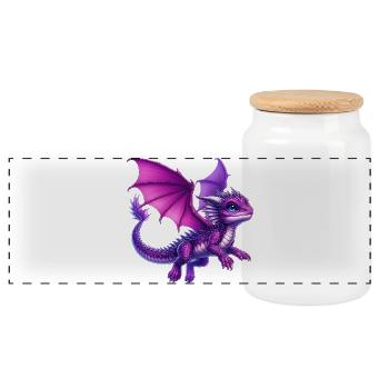 Dragon - Panoramic Cookie Jar with Wooden Lid - white - Front