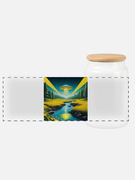 Ufo - Panorama Keksdose mit Holzdeckel - Weiß