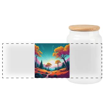 Coucher de soleil - Boîte à biscuits avec couvercle en bois - blanc - Devant