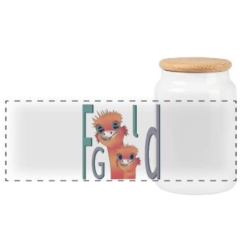 Feel Good - Panoramic Cookie Jar with Wooden Lid - white - Front