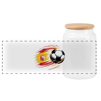 Viva Spanischer Fußball, Flagge von Spanien - Panorama Keksdose mit Holzdeckel - Weiß - Vorne