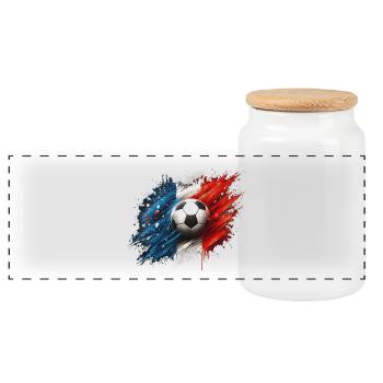 Viva French Football, Flag of France - Panoramic Cookie Jar with Wooden Lid - white - Front