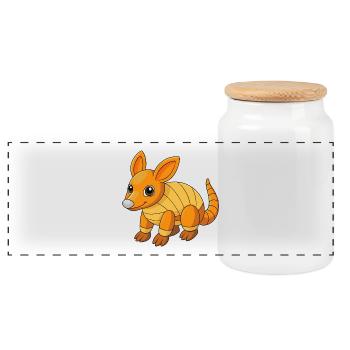 Aardvark Cute Mascot Cartoon Character Kawaii - Panoramic Cookie Jar with Wooden Lid - white - Front